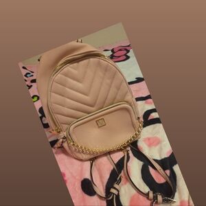 Quilted Mini Backpack - Blush Pink with Gold Hardware